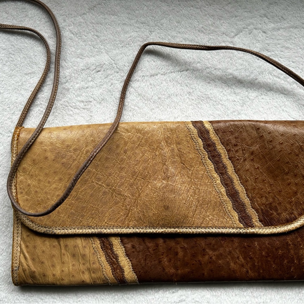 vintage carlos falchi Ostrich Leather Handbag